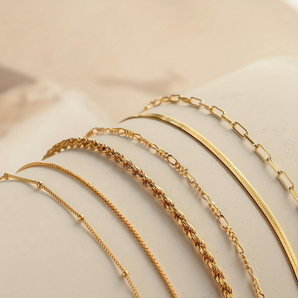 6-Piece Stylish Snake Chain Bracelet Set