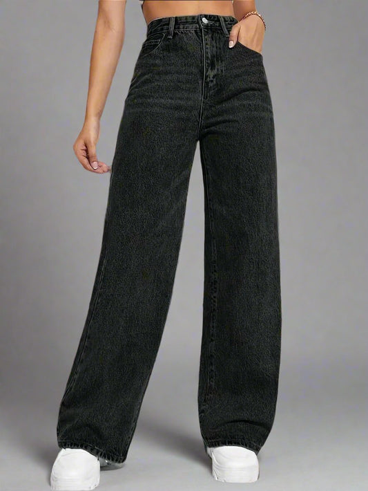 LeeYovee High-Waisted Wide Leg Denim