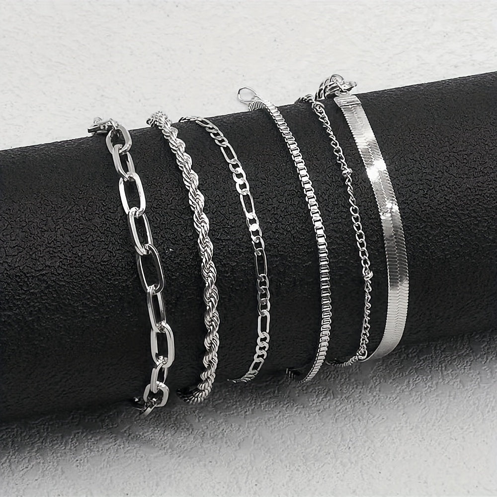 6-Piece Stylish Snake Chain Bracelet Set