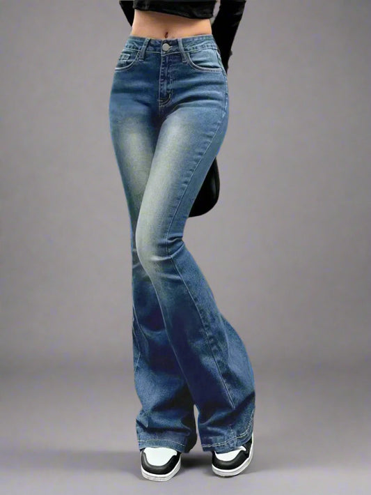 Retro Washed Flare Jeans