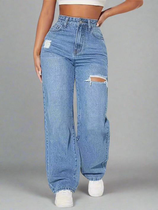 EdgeWave Ripped Straight-Leg Jeans