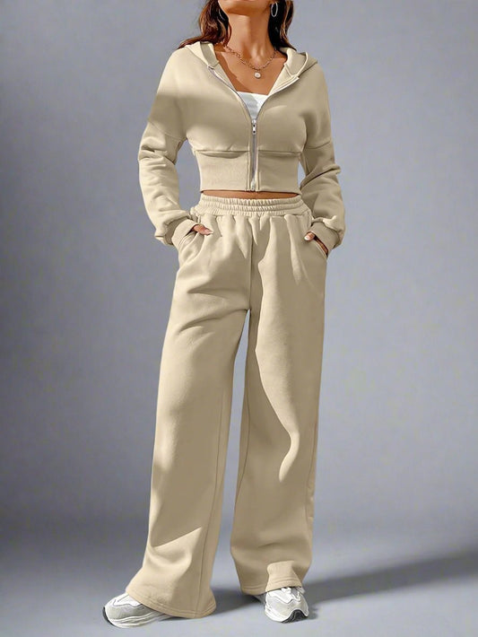 Trend-setting Zip Front Hoodie & Pants Set